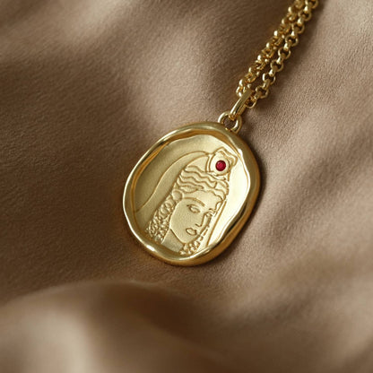 Persephone Goddess of Spring Necklace with Ruby