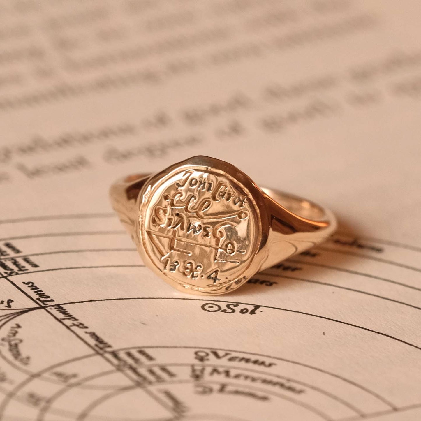 Pisces Alchemical Zodiac Signet Ring
