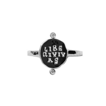 Liberi Vivas Roman Diamond Signet Ring
