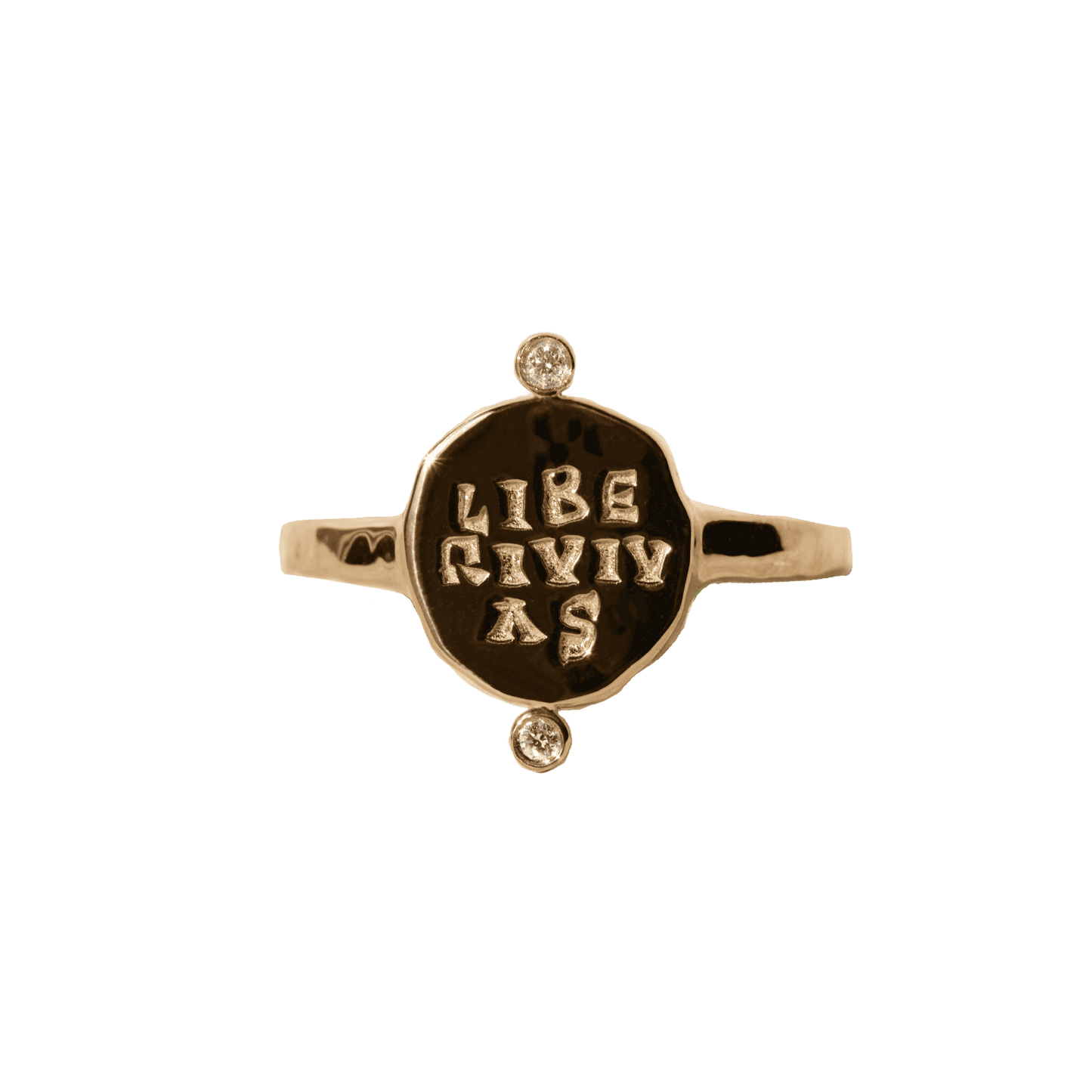 Liberi Vivas Roman Diamond Signet Ring