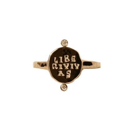 Liberi Vivas Roman Diamond Signet Ring