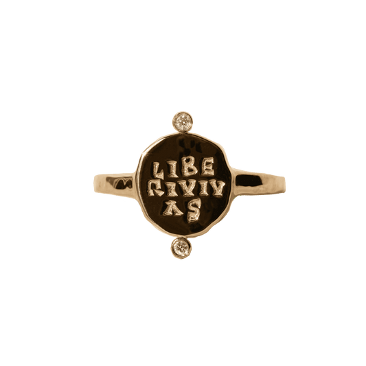 Liberi Vivas Roman Diamond Signet Ring