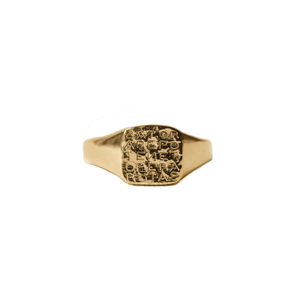 Magic Sator Square Gold Signet Ring