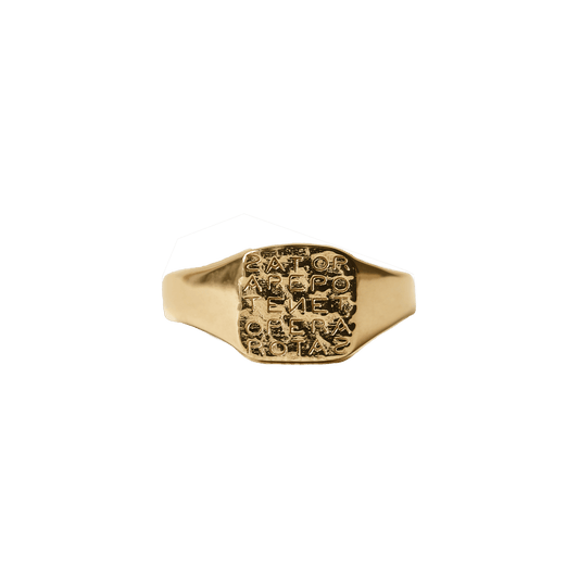 Magic Sator Square Gold Signet Ring