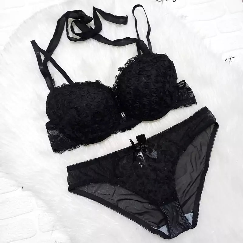 New High-Quality Front Open 2 In 1 Shoulder Straps Wired Push Up Bra And Panty Set