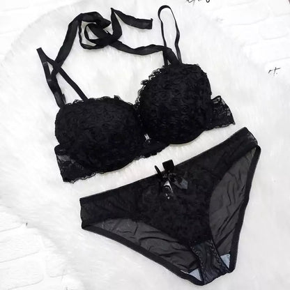 New High-Quality Front Open 2 In 1 Shoulder Straps Wired Push Up Bra And Panty Set