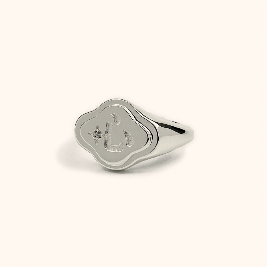 IMPERFECT: Shining Heart Signet Ring Size 8 Silver