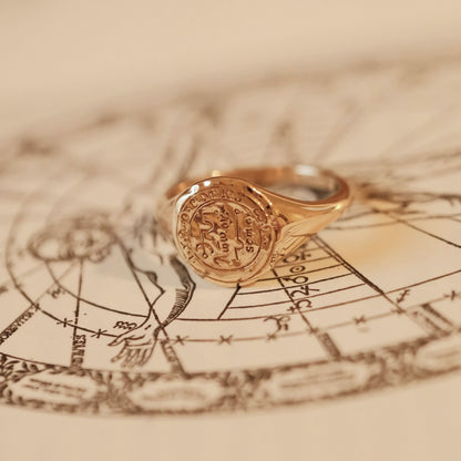 Taurus Alchemical Zodiac Signet Ring