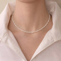2-3mm Tiny Baroque Pearl Necklace, S925 Sterling Silver Minimalist Seed Pearl Choker
