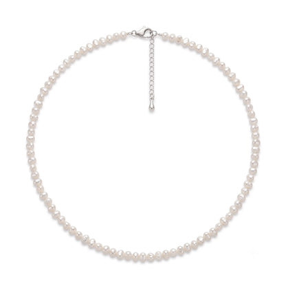 2-3mm Tiny Baroque Pearl Necklace, S925 Sterling Silver Minimalist Seed Pearl Choker