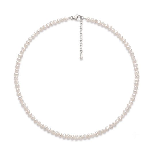 2-3mm Tiny Baroque Pearl Necklace, S925 Sterling Silver Minimalist Seed Pearl Choker