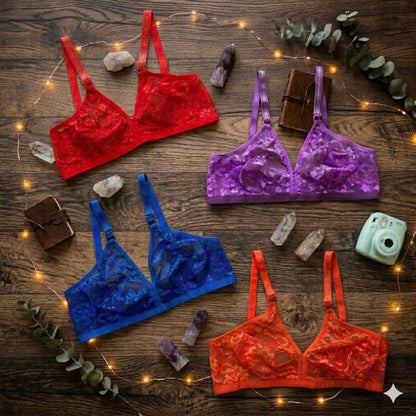 Net Lace Summer Bralette Collection – Non Padded Soft & Breathable Comfort Wear