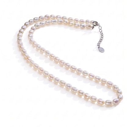 Bridal Freshwater Pearl Necklace, 7-8mm Unique Natural Rice Pearl Wedding Jewelry