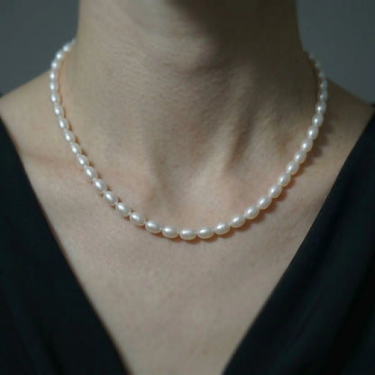 7-8mm Unique Natural Rice Freshwater Pearl Necklace