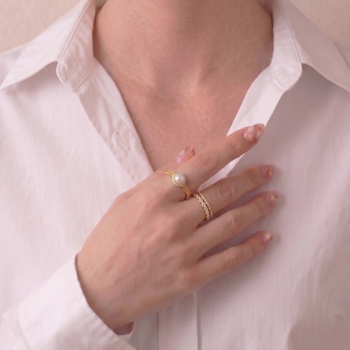 Japanese Akoya Pearl Ring, 7-7.5mm Genuine White Pearl Jewelry