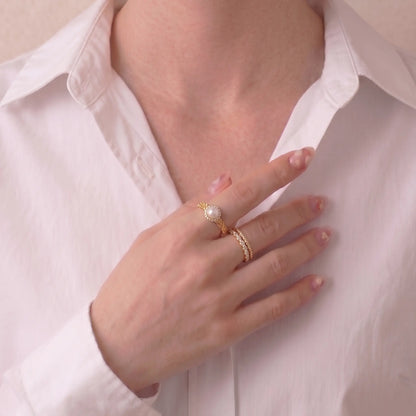 Japanese Akoya Pearl Ring, 7-7.5mm Genuine White Pearl Jewelry