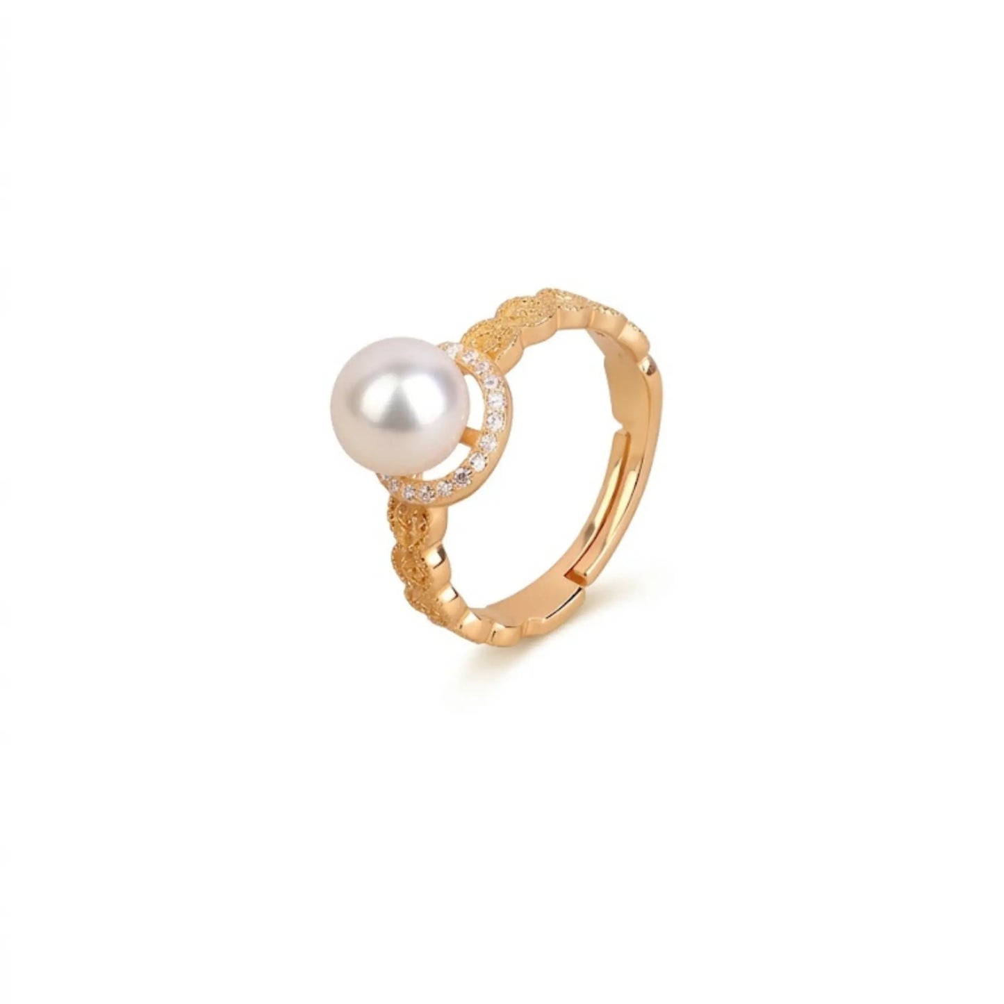 Japanese Akoya Pearl Ring, 7-7.5mm Genuine White Pearl Jewelry