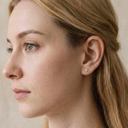 18K Solid Gold Freshwater Pearl Stud Earrings | 3-7.5mm Hypoallergenic Earrings for 24/7 Wear