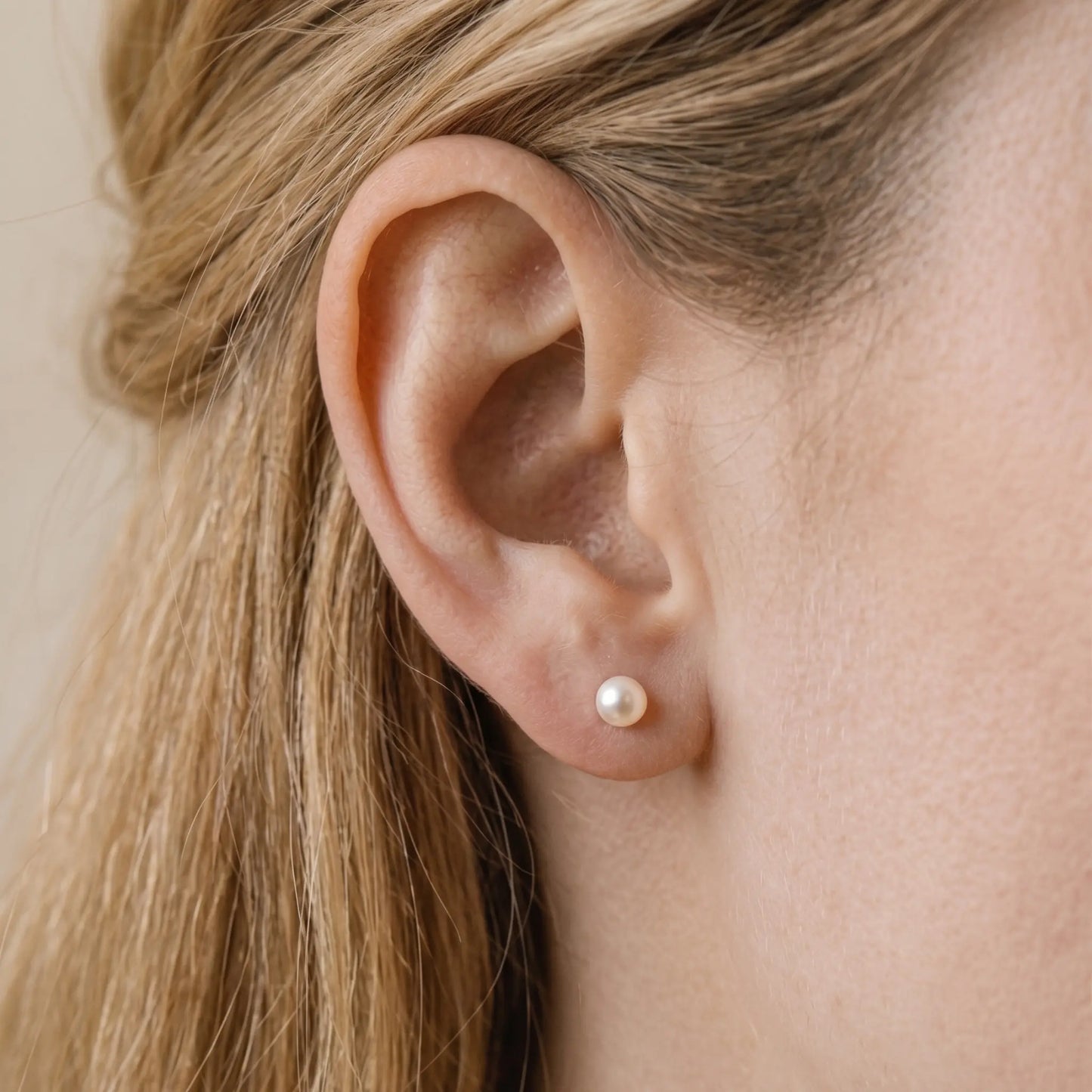 18K Solid Gold Freshwater Pearl Stud Earrings | 3-7.5mm Hypoallergenic Earrings for 24/7 Wear