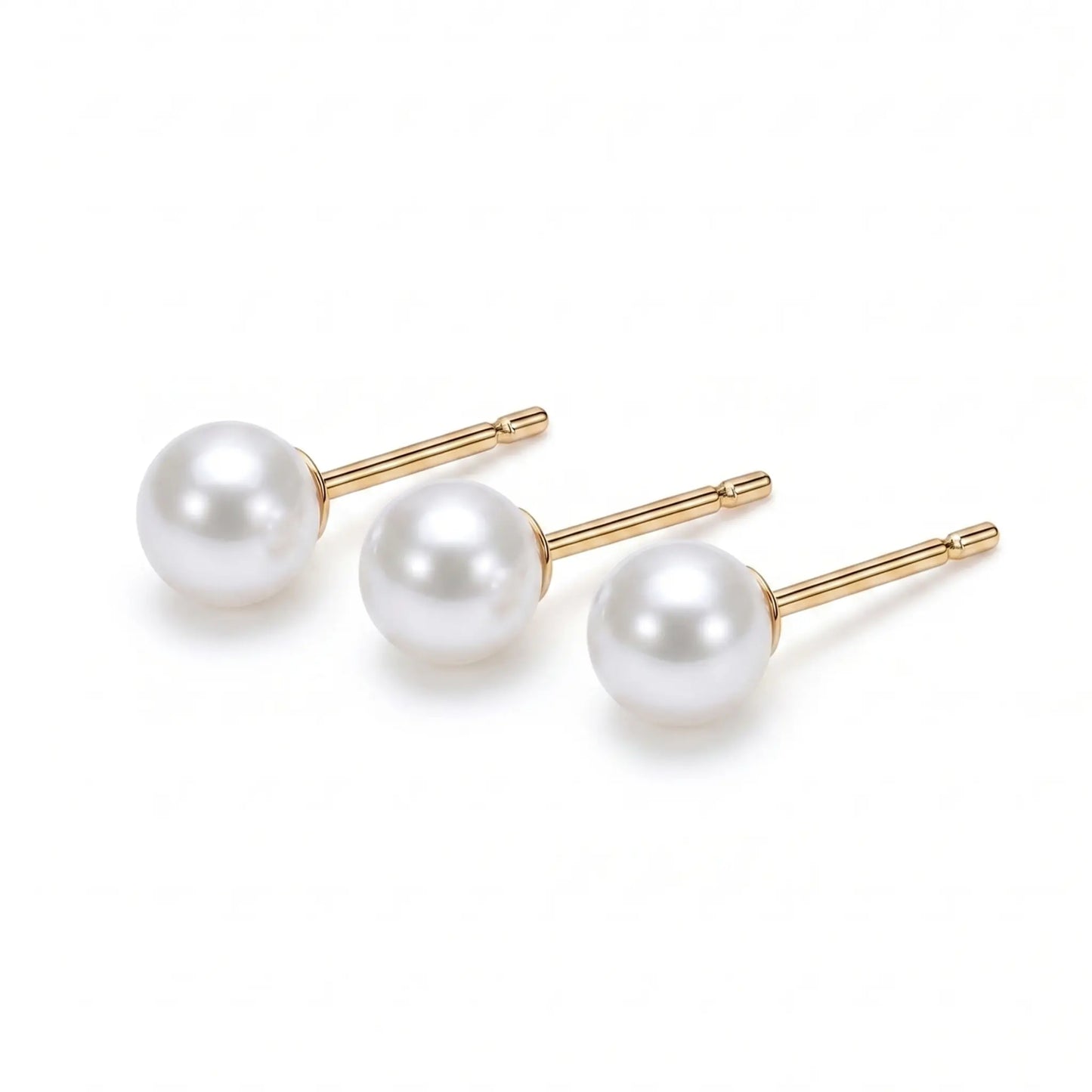 18K Solid Gold Freshwater Pearl Stud Earrings | 3-7.5mm Hypoallergenic Earrings for 24/7 Wear