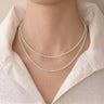 18K Gold Double-Strand Freshwater Pearl Necklace, AAA White Cultured Pearls