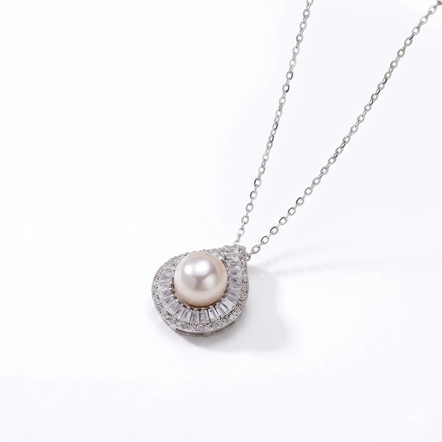 7-7.5mm Dainty White Freshwater Pearl Teardrop Necklace