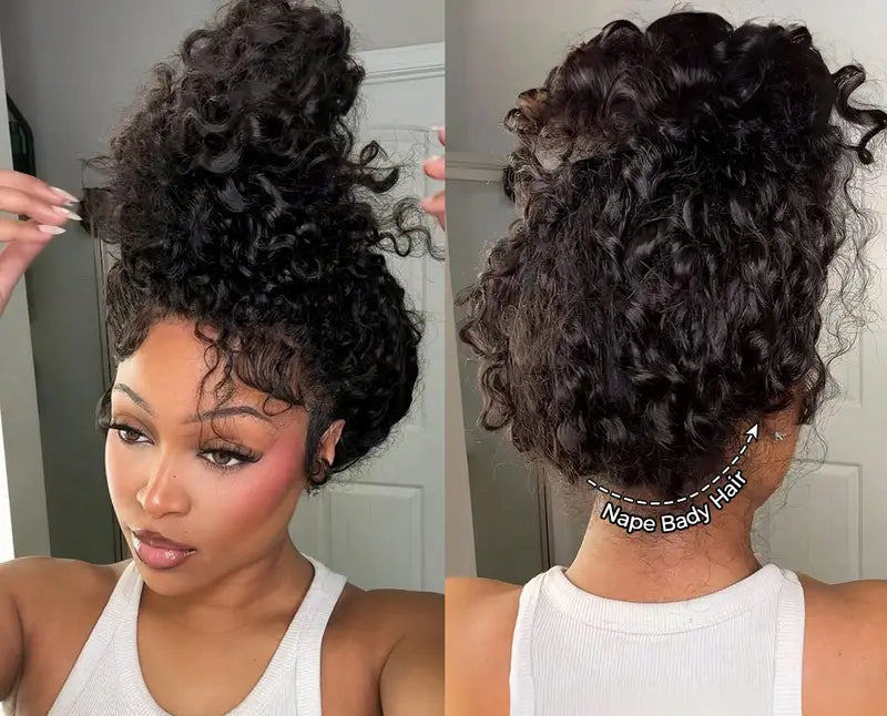 Water Wave 360 Lace Frontal Wear Go Glueless Wig Bleached Knots Pre-Cut Lace Invisi Drawstring Human Hair Wig