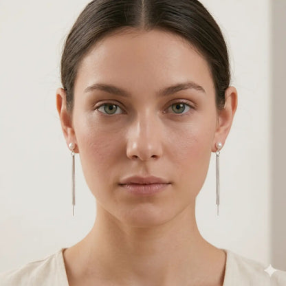 Japanese Akoya Pearl Long Chain Dangle Earrings