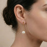 18K Gold Single Akoya Pearl Drop Chain Earrings