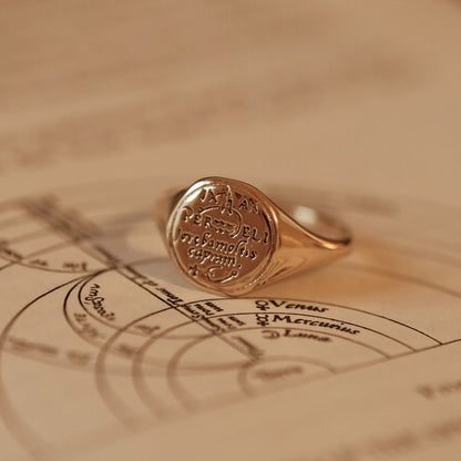 Aquarius Alchemical Zodiac Signet Ring
