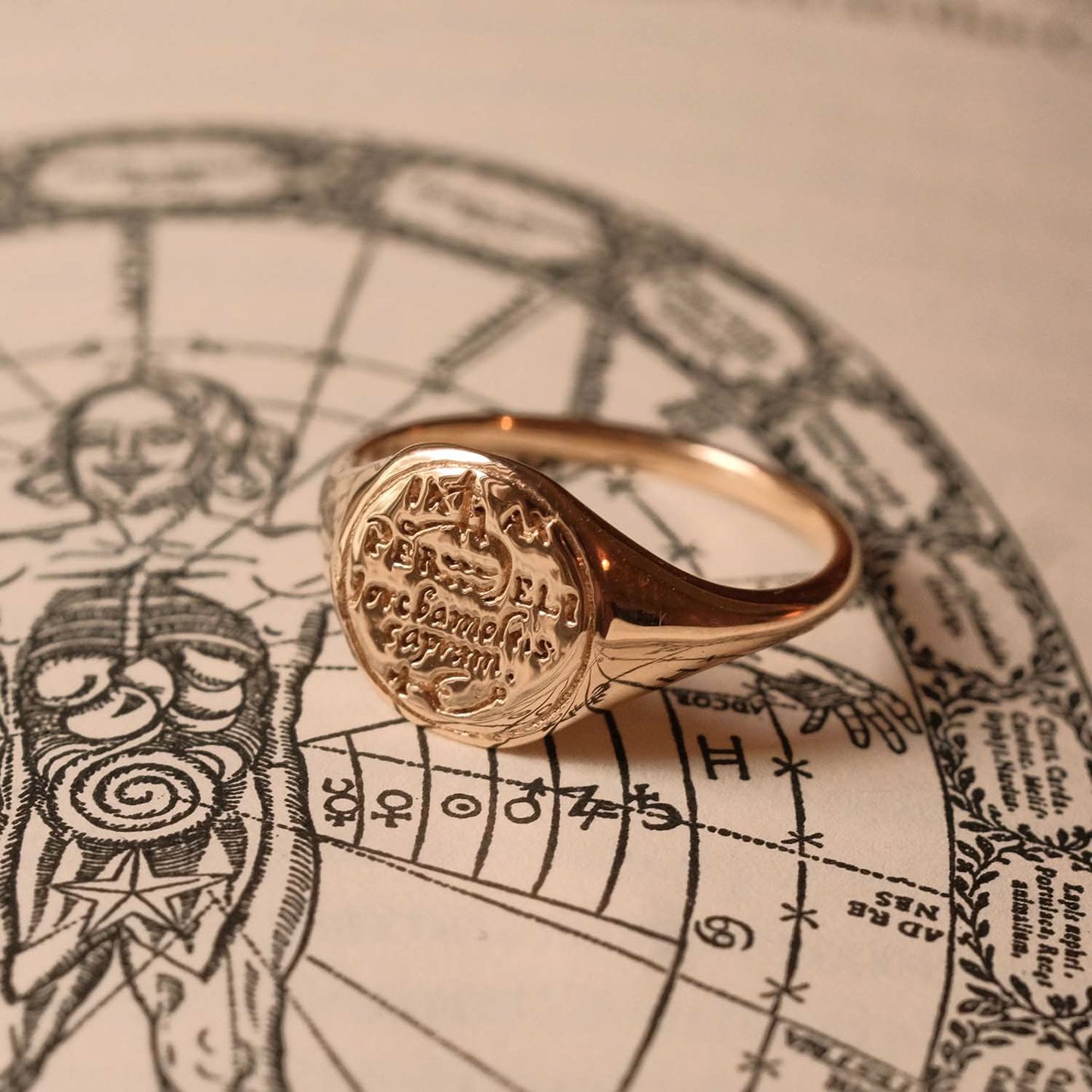 Aquarius Alchemical Zodiac Signet Ring