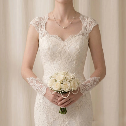 Bridal Pearl Necklace - Asymmetric 3-4.5mm Freshwater Station Choker 925 Sterling Silver for Bride