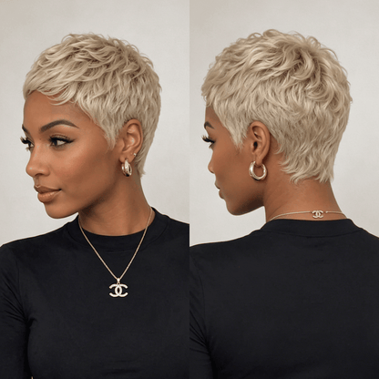 Sexy Mattified Platinum Special Wave Pixie Wig