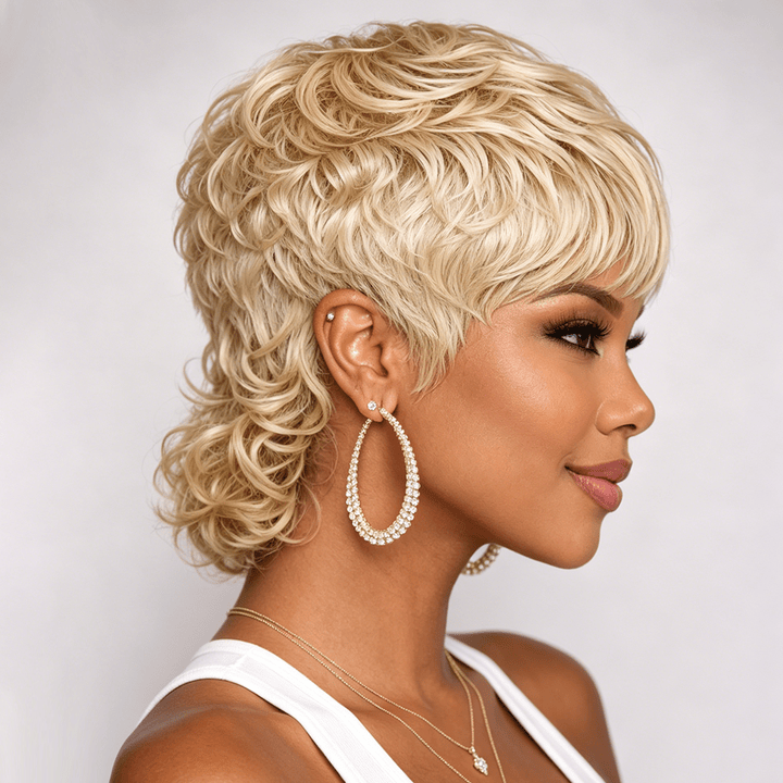 Two-Color Blend Pixie Machine Made Wig