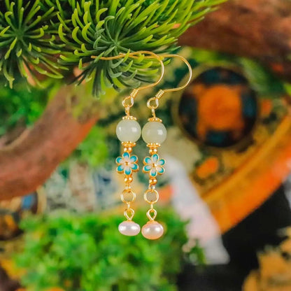 Cloisonné Jade Earrings – Jade Grace Floral Earrings | BodhiBloom
