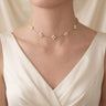 Bridal Berry Pearl Station Choker, 18K Solid Gold Wedding Necklace for Women