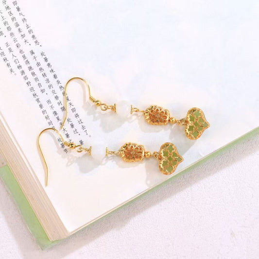 Chinese Opera Huadan Opera White Jade Enamel Earrings