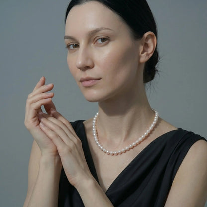 7-9.5mm White Freshwater Pearl Necklace