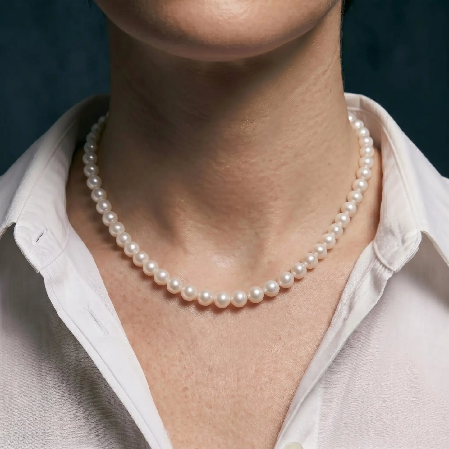 7-9.5mm White Freshwater Pearl Necklace