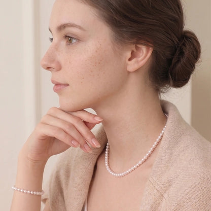 6-7.5mm Cultured White Freshwater Pearl Bracelet for Women