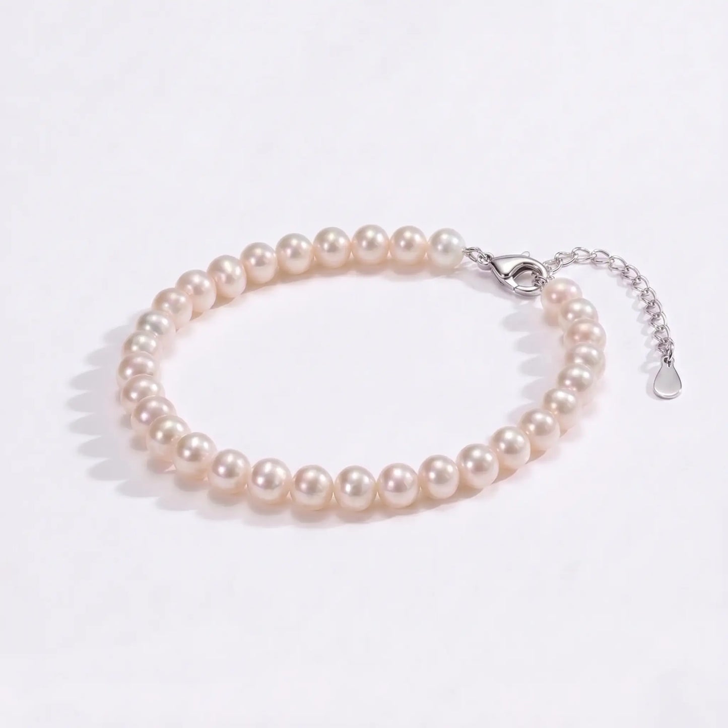 6-7.5mm Cultured White Freshwater Pearl Bracelet for Women
