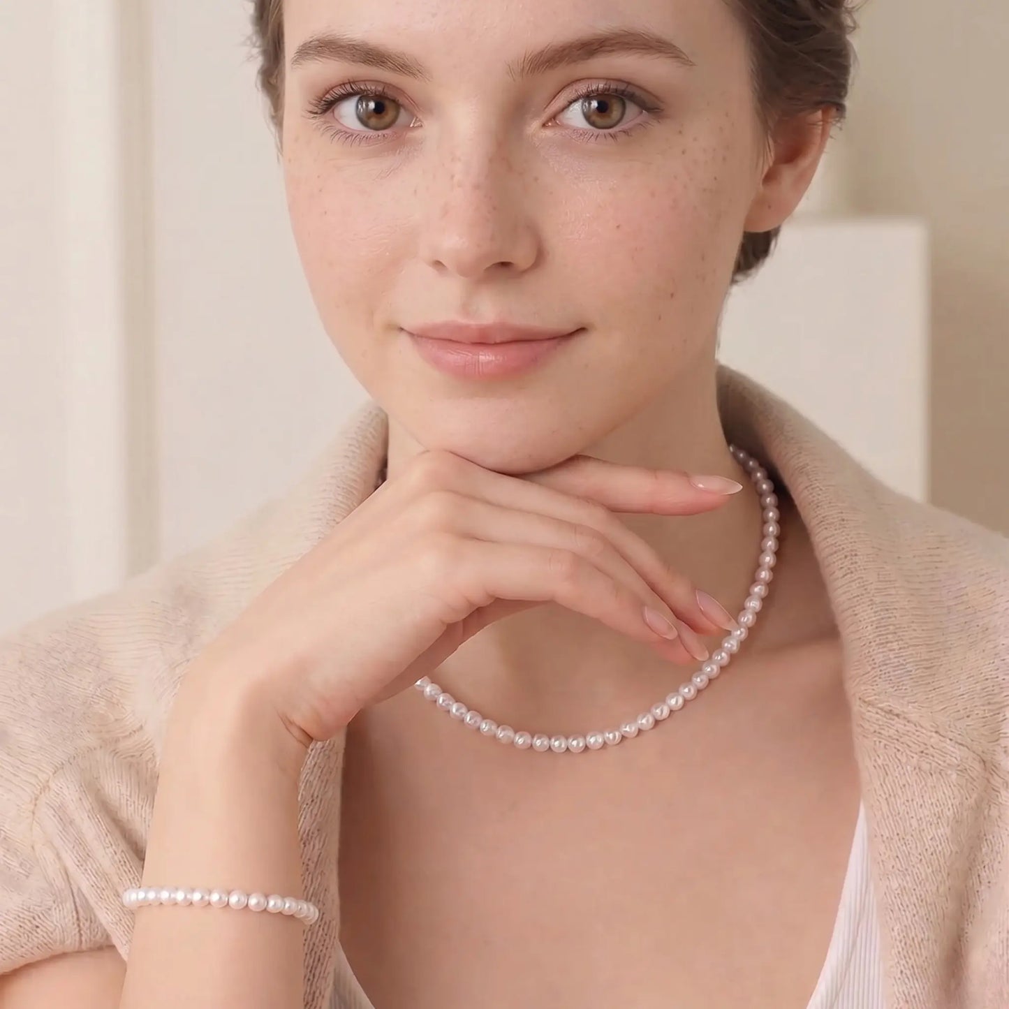 6-7.5mm Cultured White Freshwater Pearl Bracelet for Women