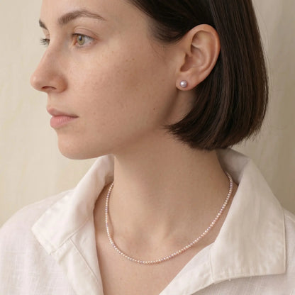 18K Solid Gold Dainty 3-3.5mm Natural Multicolor Freshwater Pearl Necklace
