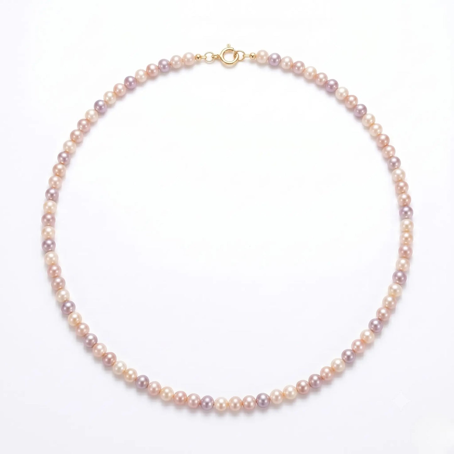 18K Solid Gold Dainty 3-3.5mm Natural Multicolor Freshwater Pearl Necklace