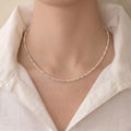 18K Solid Gold Dainty 3-3.5mm Natural Multicolor Freshwater Pearl Necklace