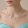 Dainty Bridesmaid Pearl Gift Necklace, 18K White Gold Plated Silver Station Pearl Chain
