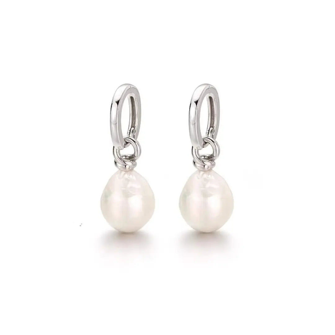 2-in-1 Detachable Baroque Pearl Twisted Rope Huggie Hoops