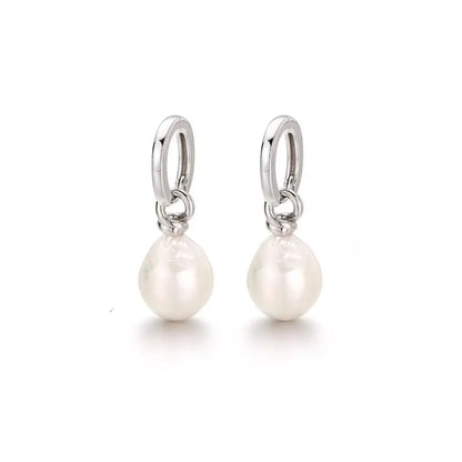 2-in-1 Detachable Baroque Pearl Twisted Rope Huggie Hoops