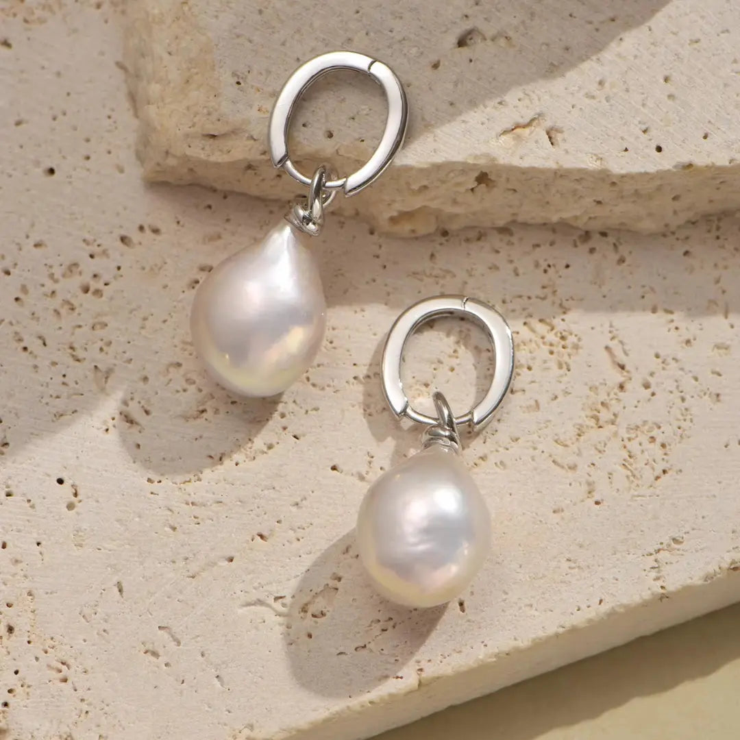 2-in-1 Detachable Baroque Pearl Twisted Rope Huggie Hoops