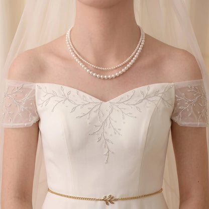 AAA Double-Strand Off white Freshwater Pearl Necklace, 3-6mm Graduated White Pearls